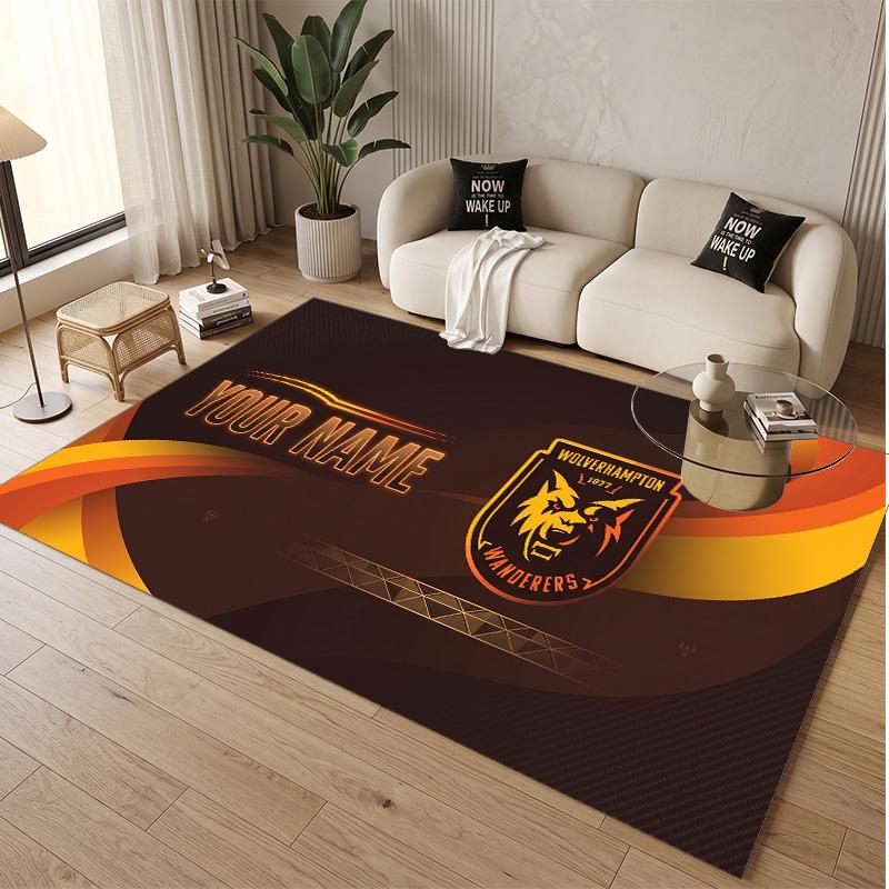 Personalized Crystal Velvet Carpet Wolverhampton Wanderers Football Pattern Non Slip Floor Rug