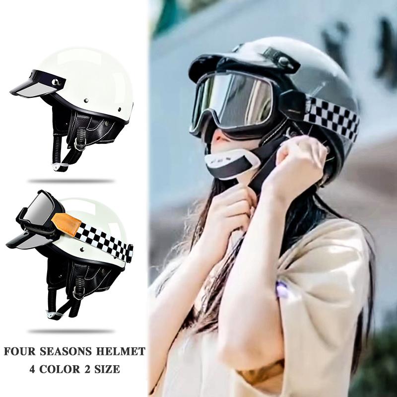 Vintage Half-open Motorcycle Helmet Off-road Motorcycle Accessories Motorcycle Helmet 3/4 Retro Helmet Winter