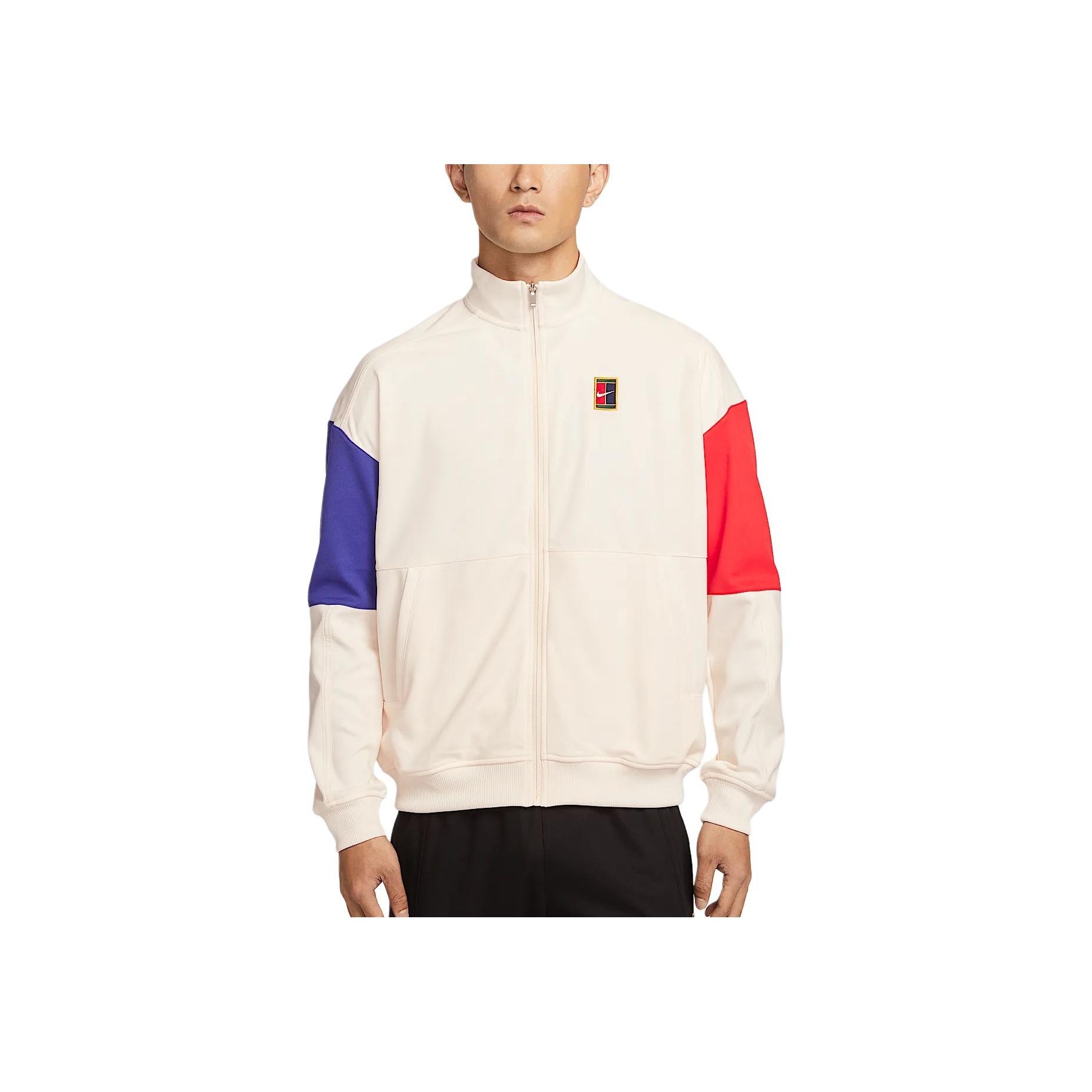 

Куртка мужская Nike Court Heritage флисовая на молнии со стойкой и длинными рукавами, цвет светло-бежевый, полуночно-синий, светло-темно-красный, FZ6926-110