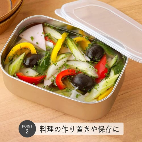 Shimomura Kihan Storage Containers, Set of 2, Deep, Made In Japan, Convenient for Food Preparation, Rust-Resistant, Temporary Storage, with Lid, Squar