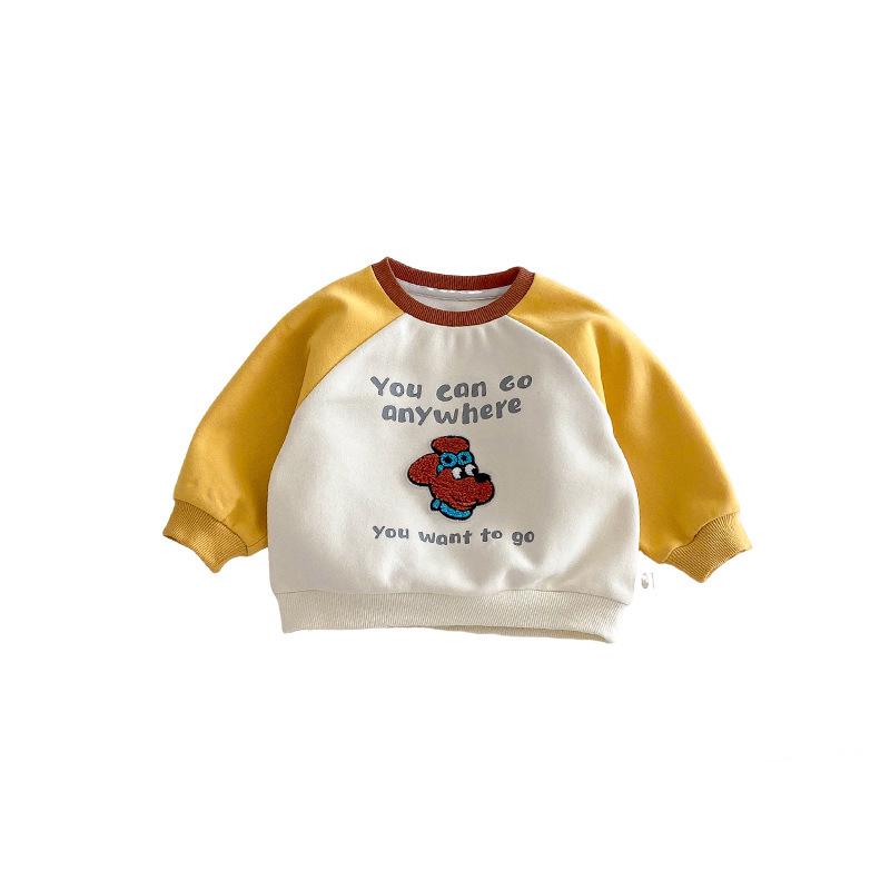 2026 Ny Vår Pojkar Tecknad Broderad Huvtröja - Snygg Bokstav Raglan Pullover