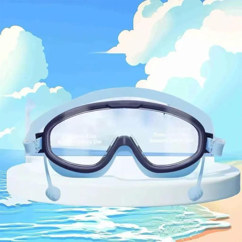 Swimming Goggles Large Frame Swimming Goggles Large Frame Hd Wide-Angle Anti-Fog Uv Protection Child Swimming Goggles No Leakage