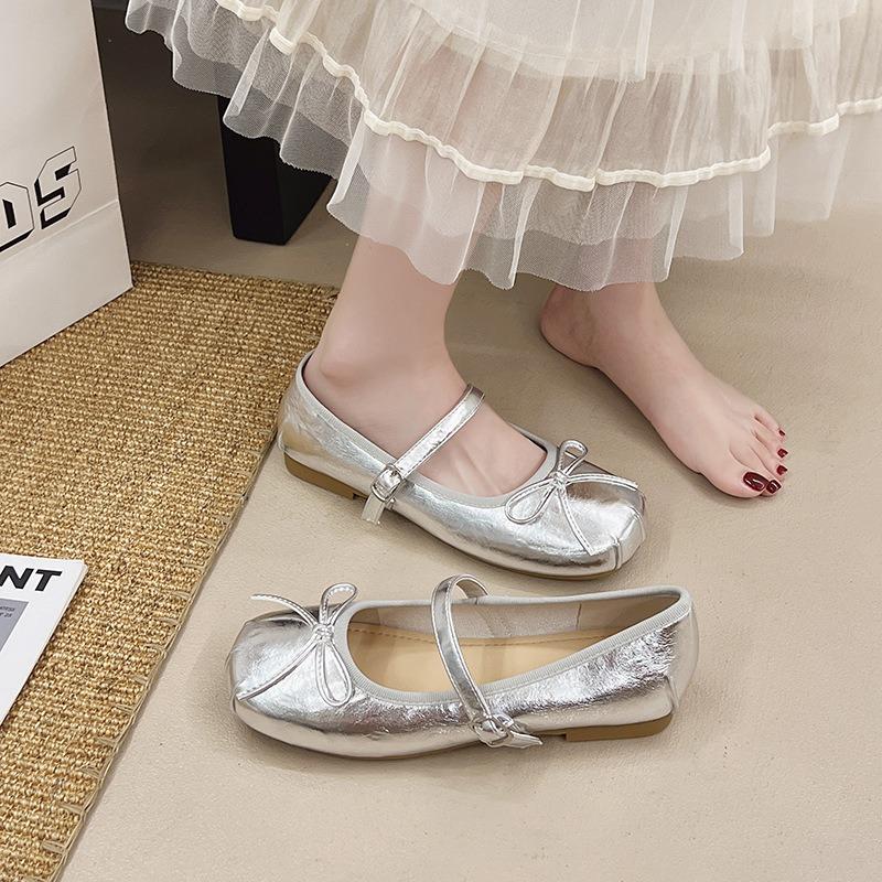Bow Shallow Mouth Single Shoes Women's Spring and Summer New Soft-soled Ballet Small Single Shoes Women