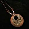 1PC Gift Ethnic Style Necklace Leaves Beaded Pendant Vintage Wooden Dress Long Chain Sweater Necklace Choker Owl