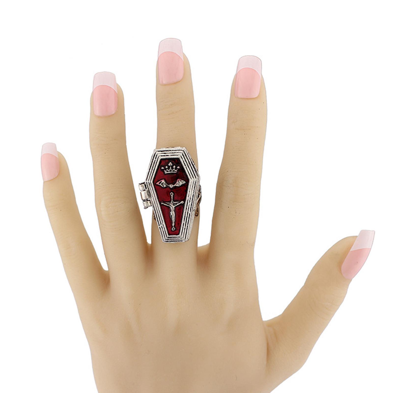 

Retro Gothic Punk Cross Coffin Retro Ring For Men And Women One Size срібний