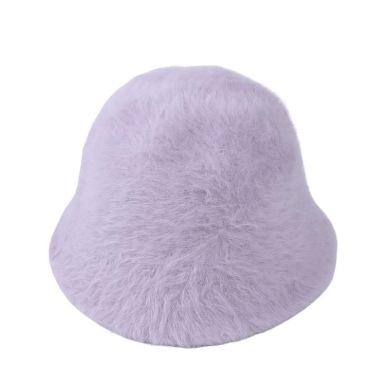 Autumn and winter new imitation rabbit fur bucket hat women's fashion street shot warm hat thickened dome versatile fisherman hat