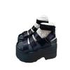 Summer new dazzling gold slope heel sandals fashion platform Velcro casual Roman sandals versatile casual sandals women