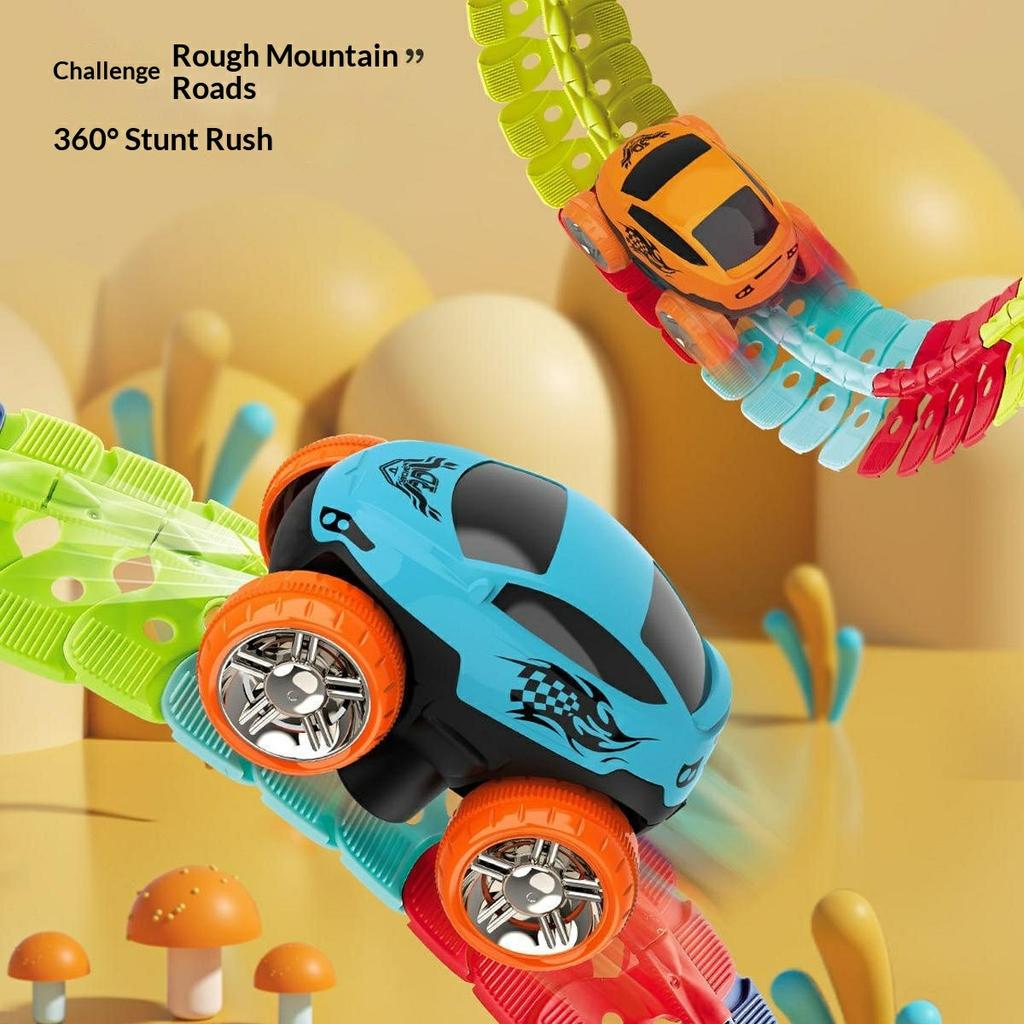 Anti-Gravity Electric Track Car Toy 92Pcs DIY Flexible Railway Train Set Roller Coaster Building Block Toy for Boys/Girls