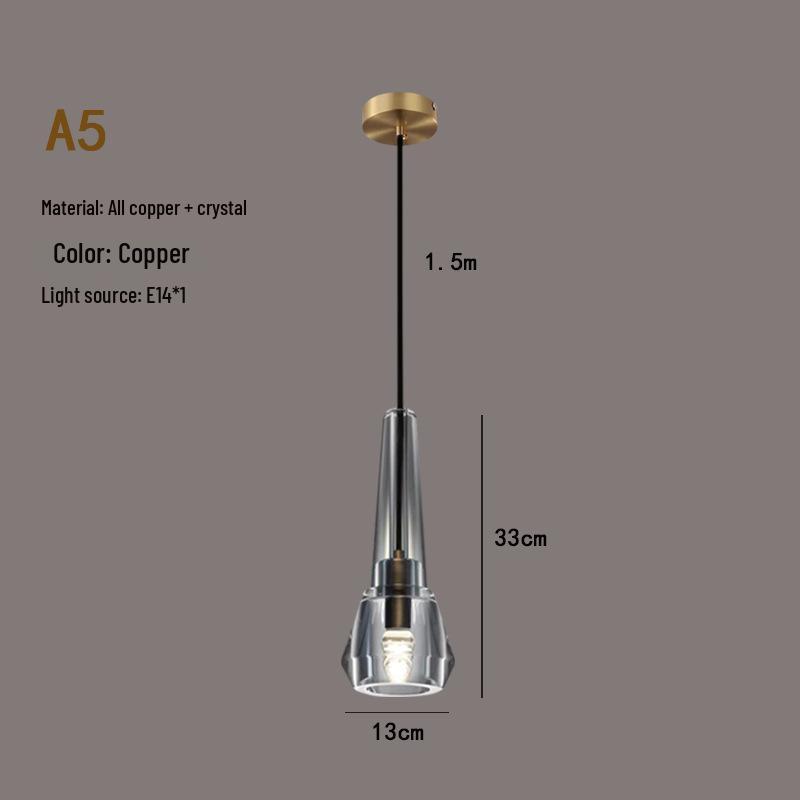 Luxury All-Copper Crystal Chandelier Pendant for Restaurants and Bedrooms