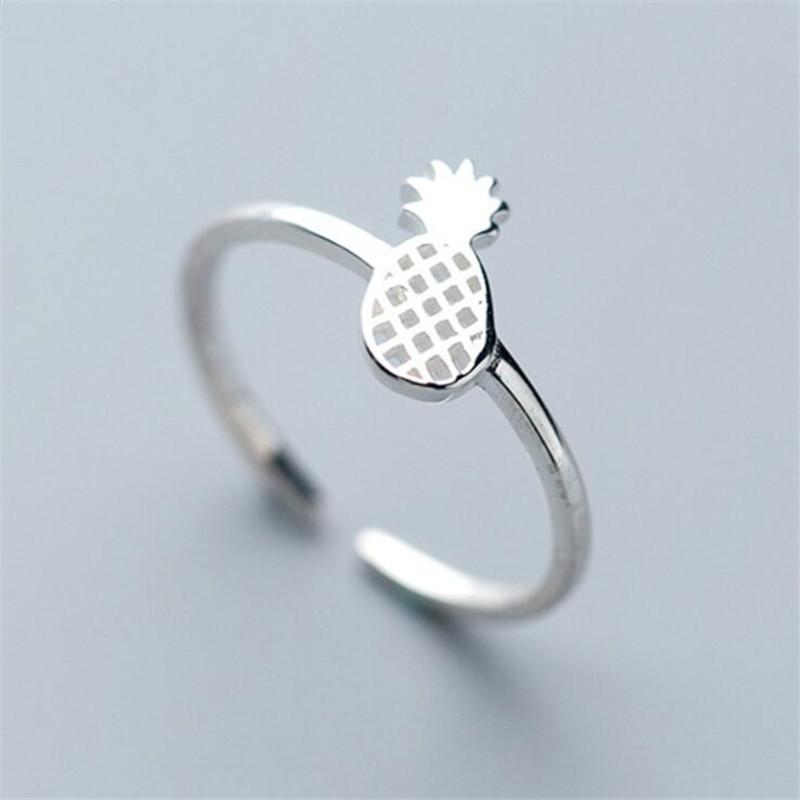 

Simple Forest Sweet Pineapple 925 Sterling Silver Jewelry Personality Temperament Fruit Popular Opening Rings TYB505 серебряный