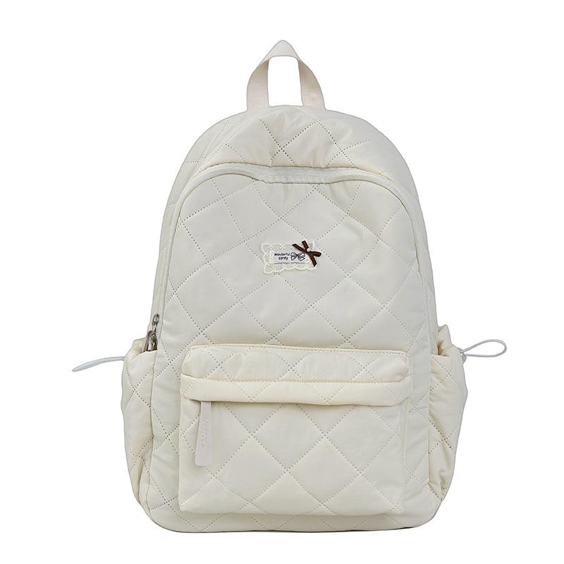 Schoolbag Large Capacity Rhombus Backpack Fashion Japanese Solid Color Casual Fashion Commuter Backpack Girl Student School Bag