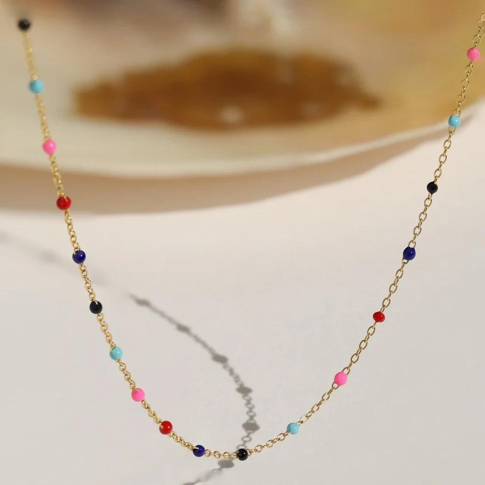 Colorful S925 Sterling Silver Drip Oil Necklace - High-End Fashion Clavicle Chain for Women, European & American Style