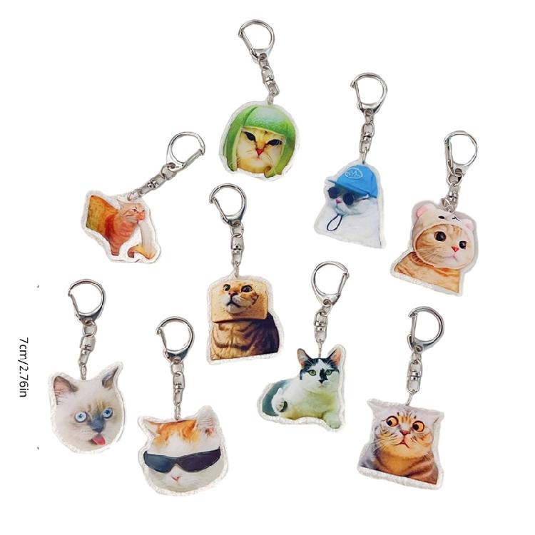Funny Cat Face Acrylic Keychain Stylish and Sturdy Keyring Accessory Bag Pendant Suitable for Multiple Occasion