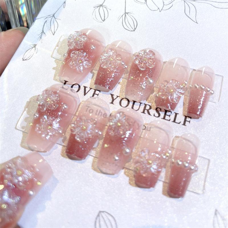 

Цветочные Жемчужины Маленький Свежий Нейл-Арт Накладные Ногти Набор