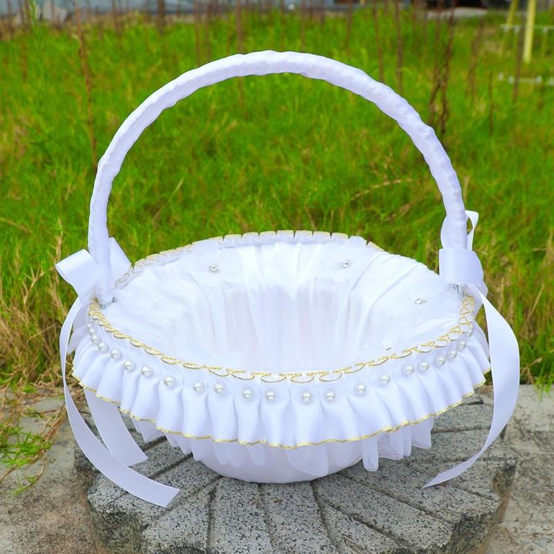 Princess Style Decorative Storage Basket With Metallic Accent Perfect For Bridal Showers Anniversaries And Photo Props
