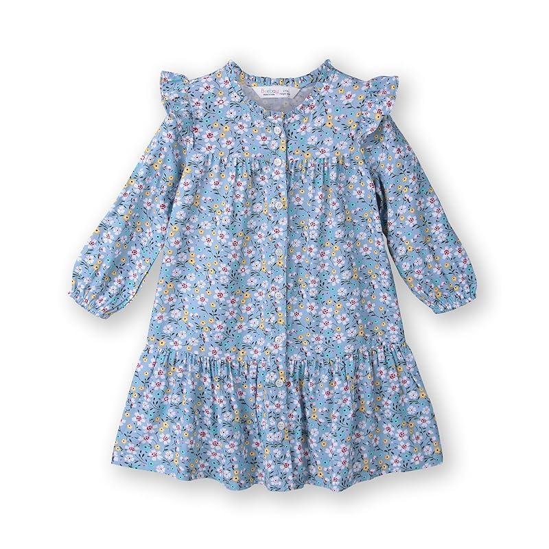 Button -through printed A-line dress BLUE 2 Years синий