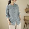 1116 New Jacquard Embroidered Cotton Shirt Women's Foreign Style Cotton Women's Shirt Lace Collar
