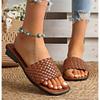 Fashion New Women's Slippers Summer Selling Sexy Braided Red Square Toe Flat Flip-Flops Fashion Beach Mules Casual Indoor Home Slippers