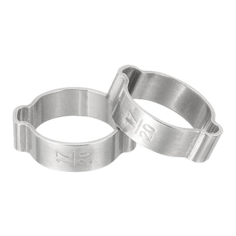 Uxcell 20/40Pack 7-31mm 304 Stainless Steel Double Ear Hose Clamp Air Silicone Petrol Water Fuel Hose Pipe O Clip Crimp Rings 7-9mm 20Pack