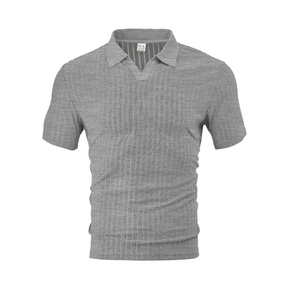 Summer Men's New Style Casual Breathable Short-sleeved T-shirt, Jacquard Polo Shirt, Striped Short-sleeved Shirt