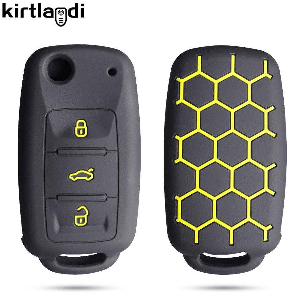 Silikon Bilnøkkeldeksel Nøkkeldeksel For VW UP Polo Golf 6 Passat B5 Touran Caravelle Jetta Caddy Touareg For Skoda Fabia Octavia A5