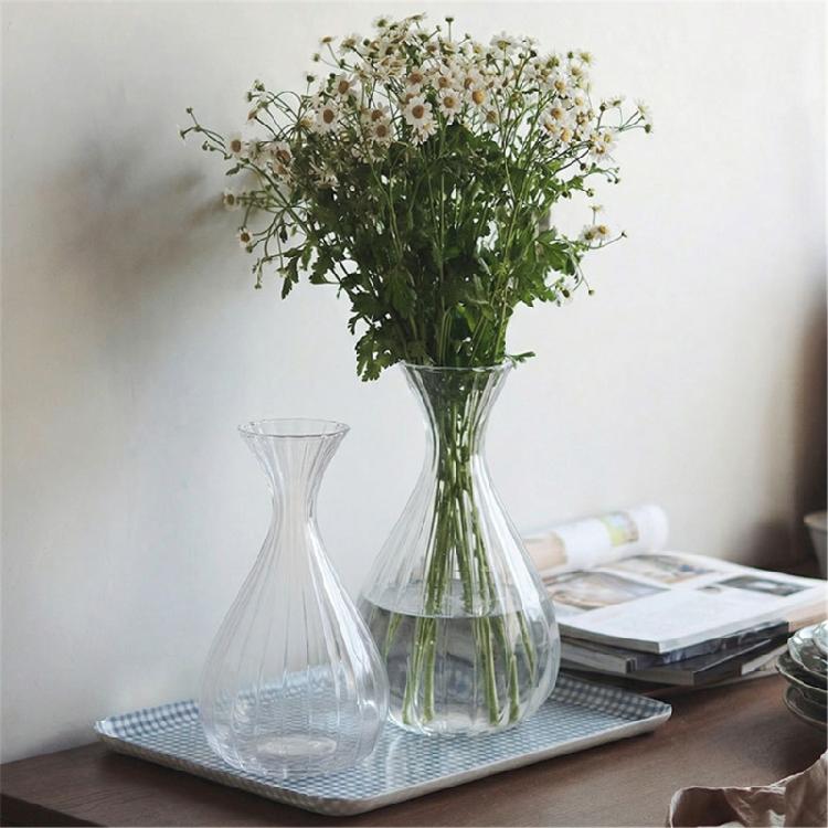 Minimalist Clear Glass Vases for Home Decors Ribbed Flower Pot for Living Room Kitchen Bathroom Wedding Table Centerpieces