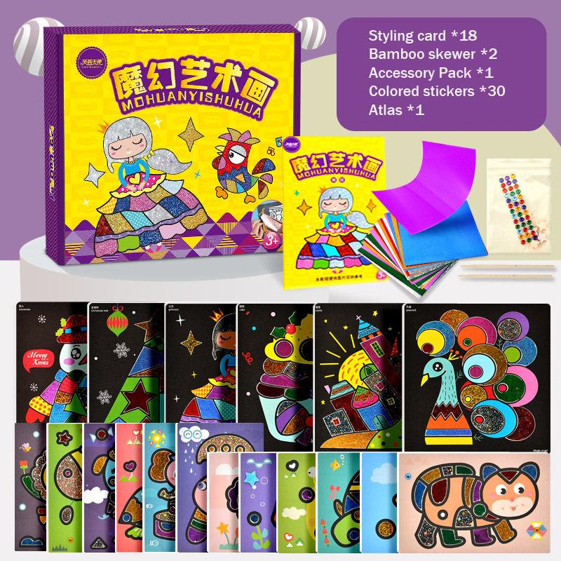 DIY Cartoon Magical Transfer Painting Crafts for Kids Arts and Crafts Toys Children Creative Educational Learning Drawing Toys