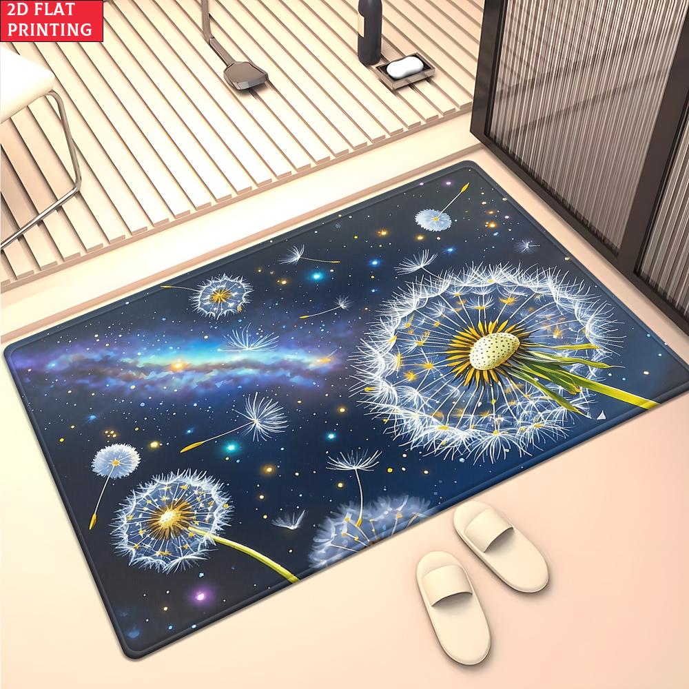 Psychedelic Galaxy Floral Mandala Rug, Colorful Boho Space Carpet for Living Room Gaming Room, Non-slip Decorative Floor Mat