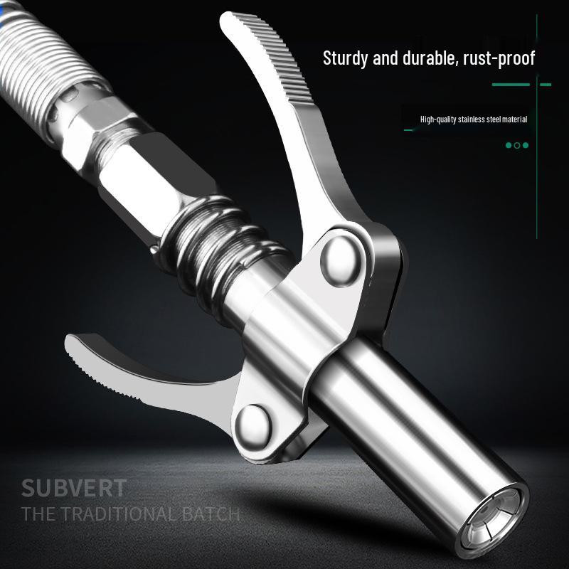 High-Pressure Self-Locking Grease Gun Nozzle with Pliers-Type Head for Manual/Electric/Pneumatic Applications