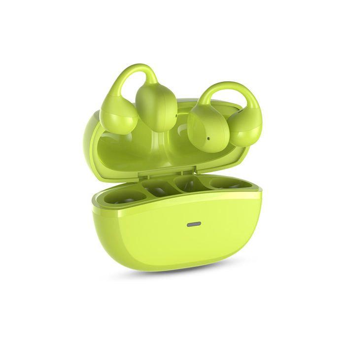 SPC Boost Clip – Écouteurs sans fil open-ear avec clip, ENC, 26h d’autonomie, Bluetooth, Fast Pair, IPX5, commandes tactiles, Vert