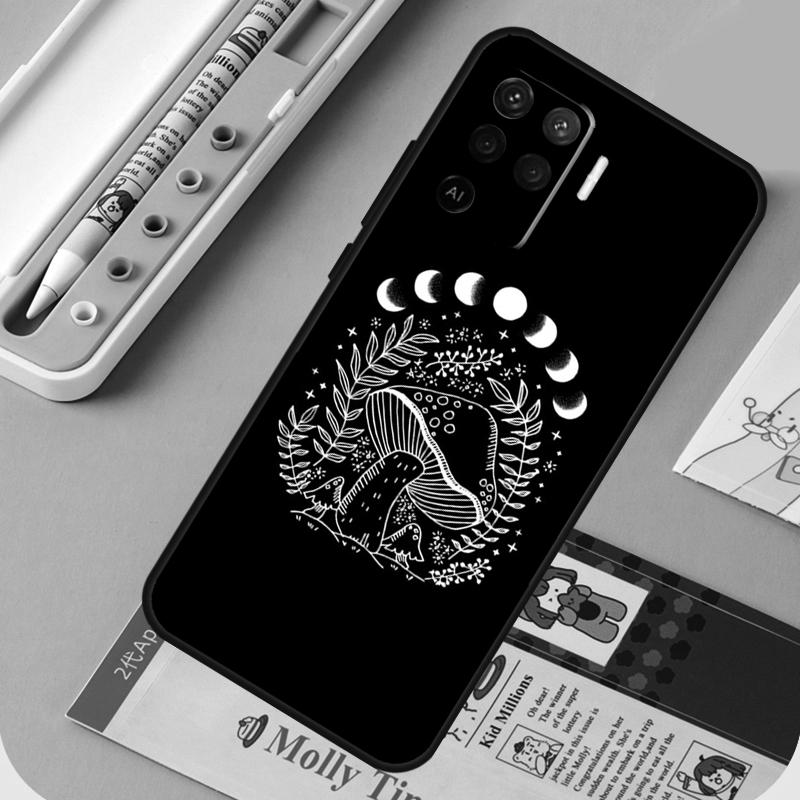 Cottagecore Magic Mushroom Frog Moon Phone Case For OPPO A52 A72 A53S A94 A74 A54 A15 A16 A1K A5 A9 A31 A53 A83 A91 A93 Cover