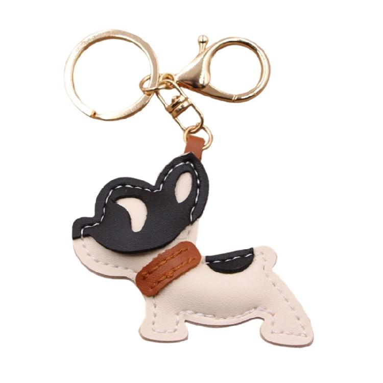 Adorable French Bulldog Leather Keychain Lovely Accessory Gift for Animal Lovers Present Fashion Accessory