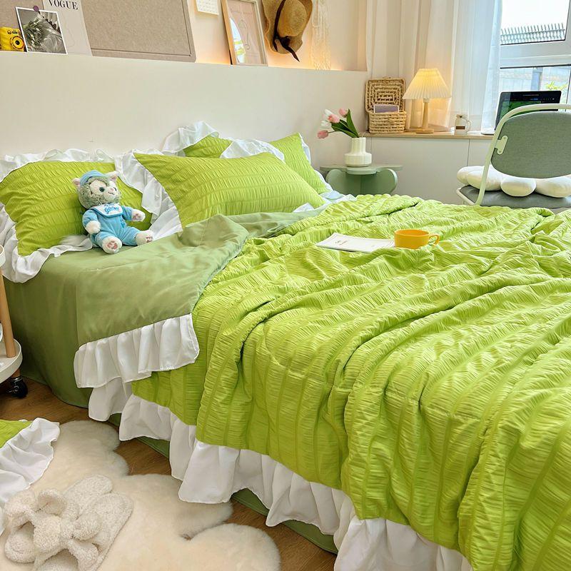 Korean Style Princess Summer Quilt Cool Chiffon Seersucker Air-conditioned Quilt Bed sheet Summer Blanket Comforter Duvet