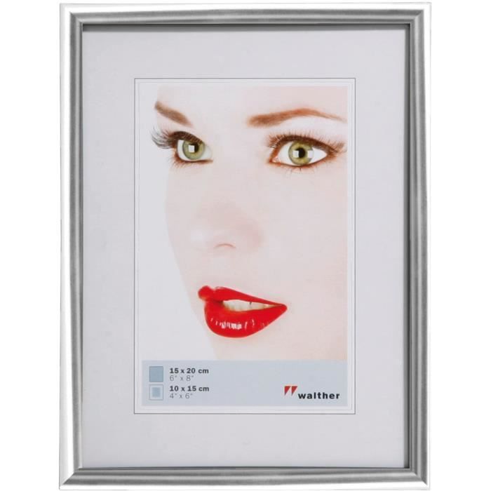 Cadre photo - walther design - galeria - argent brillant - 20x30 cm - passepartout 13x18 cm