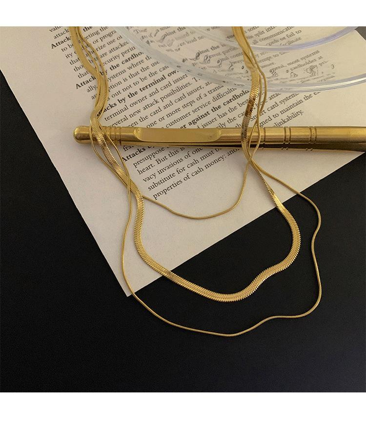 Triple-Layer Snake Bone Necklace - Women's Korean Titanium Style with 18K Gold-Plated Clavicle Chain