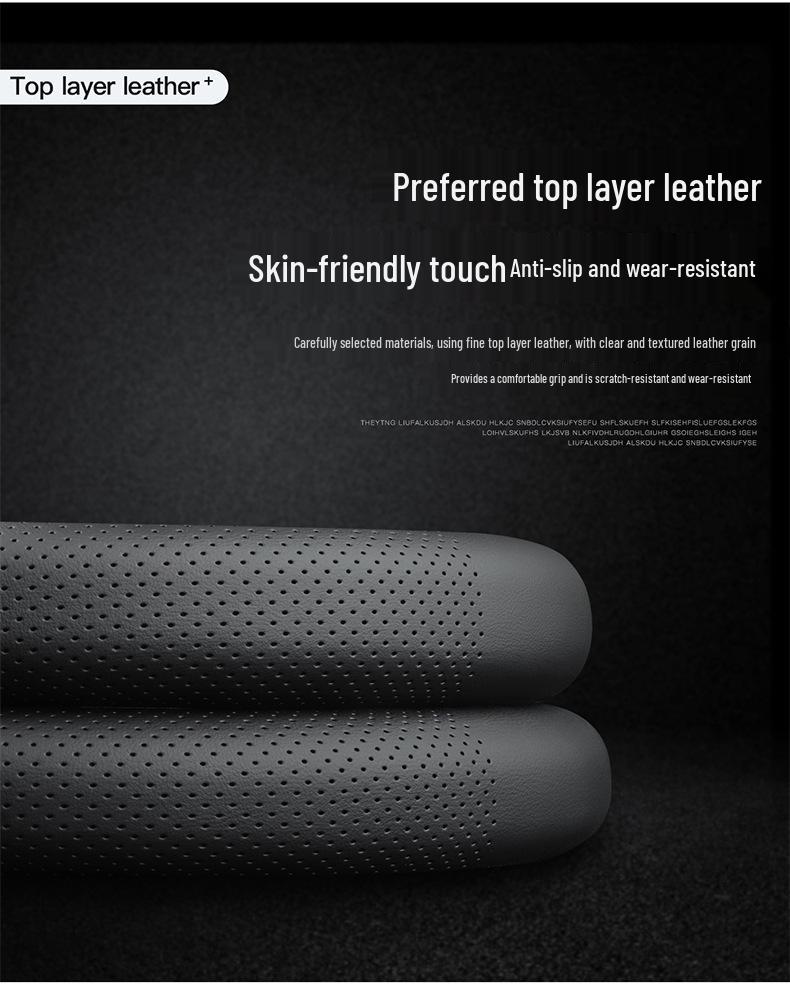 Volkswagen Passat Helårsäkta Läder Rattöverdrag, Ultratunt Universellt Passform Inredningstillbehör.