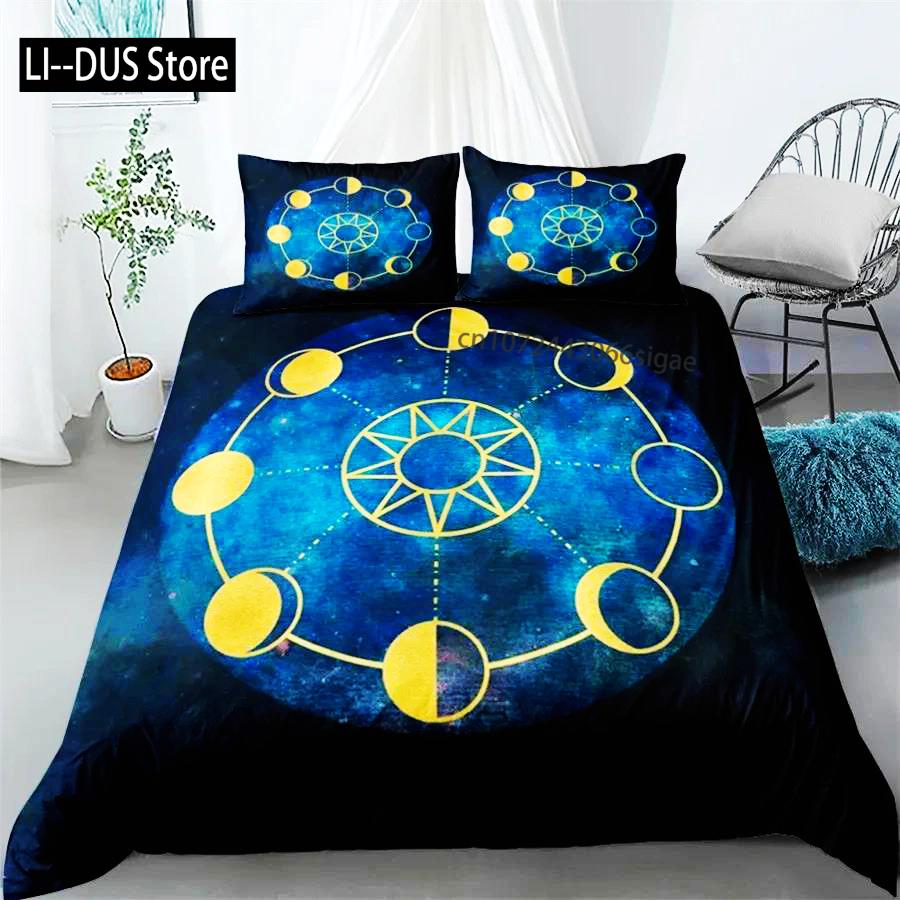 Conjunto de Capa de Edredom Mandala Roupa de Cama Boêmia Azul Rosa Elegante Boêmio Romântico King Poliéster Capa de Edredom Capa de Edredom Fronha
