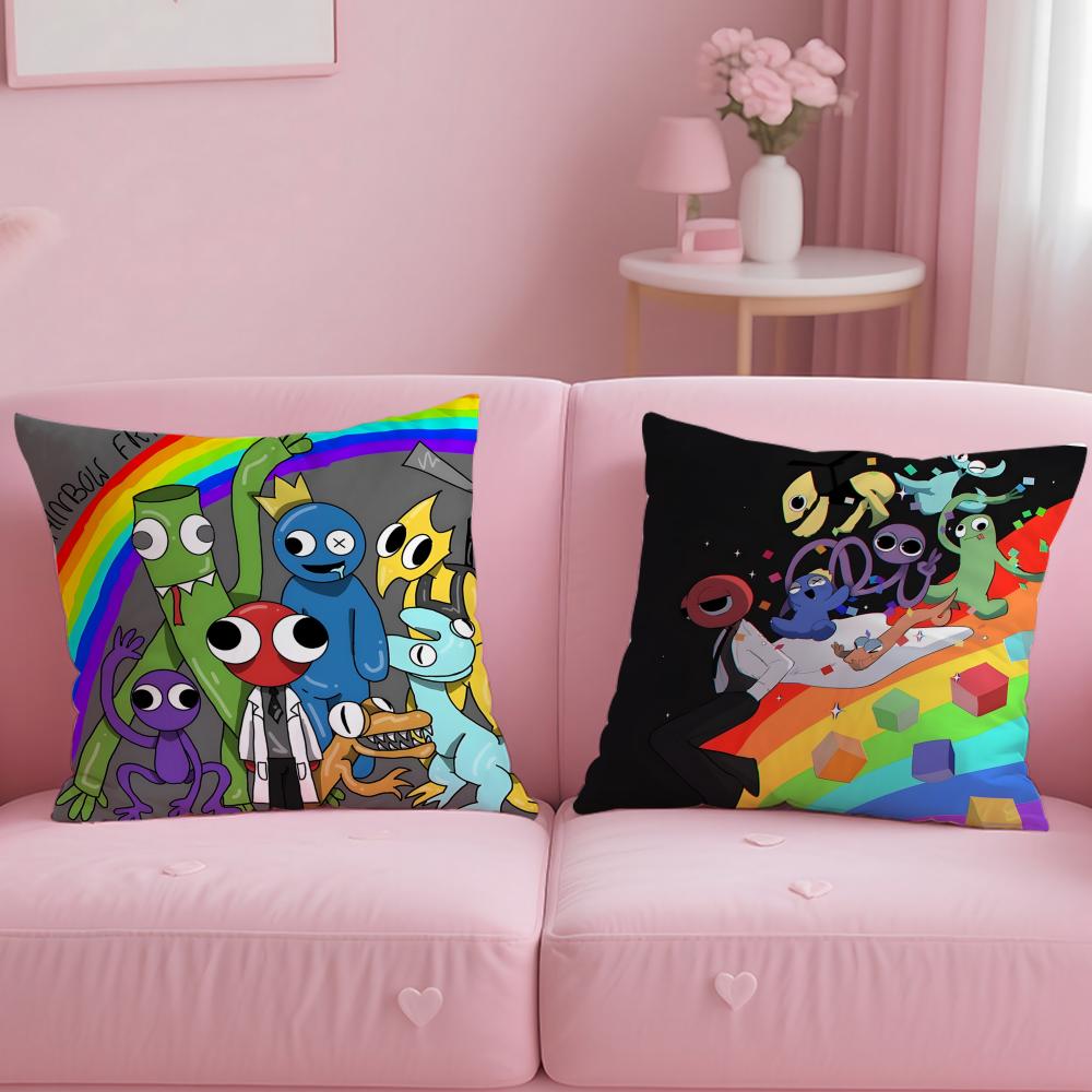 anime Rainbow Friends Cushion Cover Comfortable Reversible Pillow Cover Ideal for Car Sofa Bedroom & Beyond
