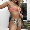 High Waisted Swimsuit Female Bandeau Bikini Floral Bikini Set Swimwear For Women Bathing Suit Swimming Suit Beachwear Bikini Set