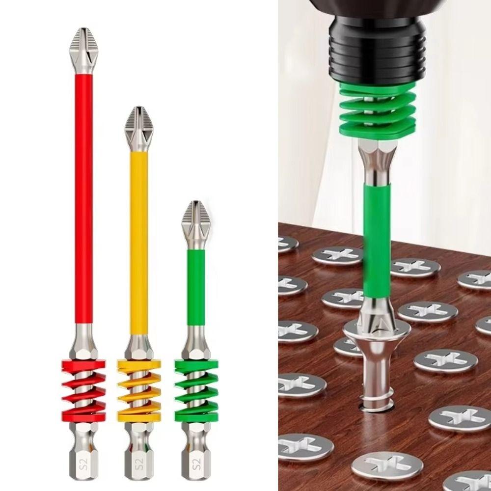 With Spring Anti-Slip Phillips Bit Magnetic 1/4'' Hex Shank Impact-resistant Screwdriver Bits High Hardness 65/90/110mm