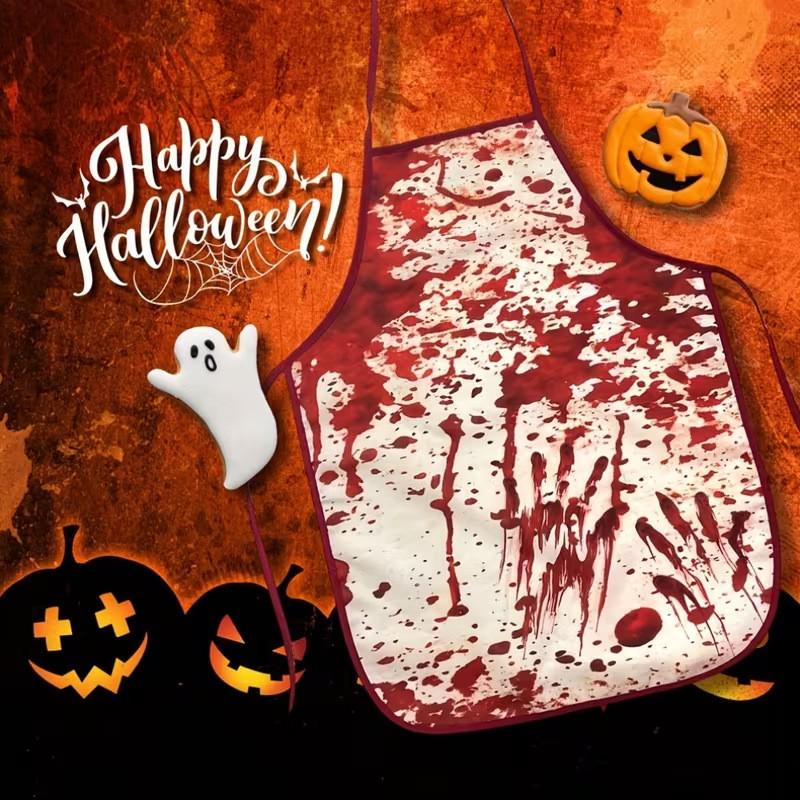 Halloween Blood Hand Sleeveless Waterproof Apron For Costume Parties And Kitchen Use