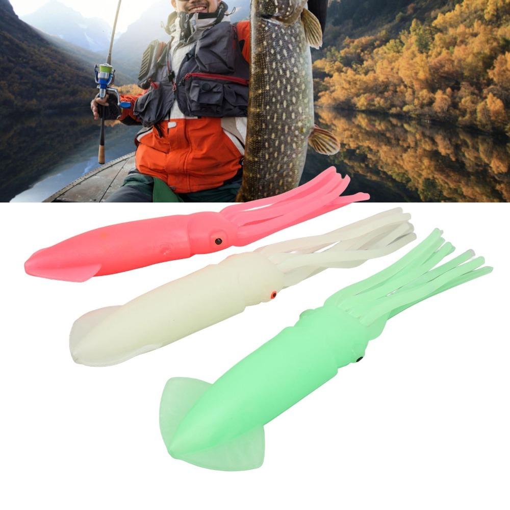 

3PCS Glow in The Dark Octopus Lures Rubber Squid Bait Durable Squid Lure Outdoor Fishing 20cm