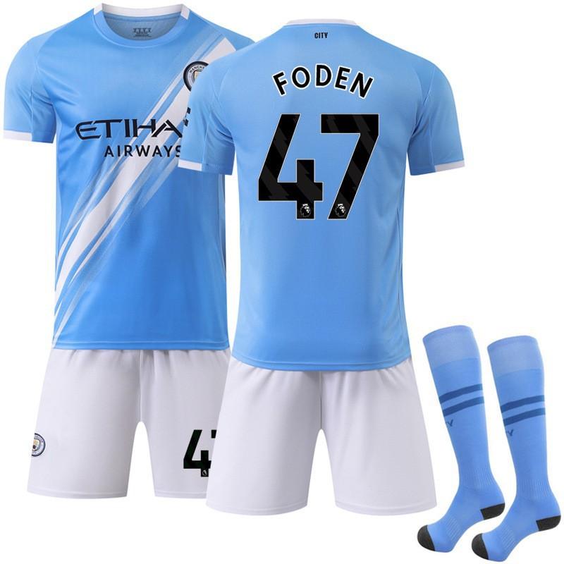 2526 Manchester City Home No. 9 Harland Football Jersey 17 De Braunet Children's Adult Sports Set