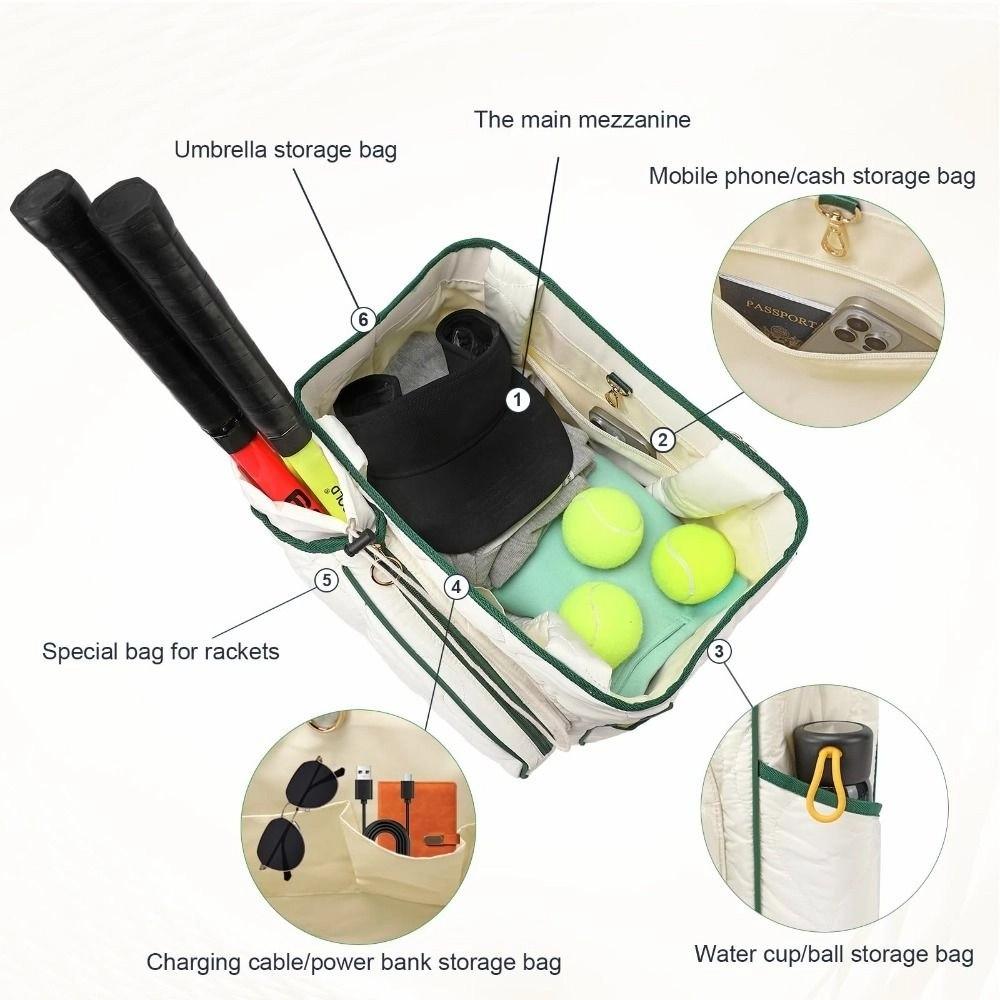 Extra-Large Tennis Racket Backpack Lightweight Shoulder Bag Stylish Tennis Tote Bag  Gym