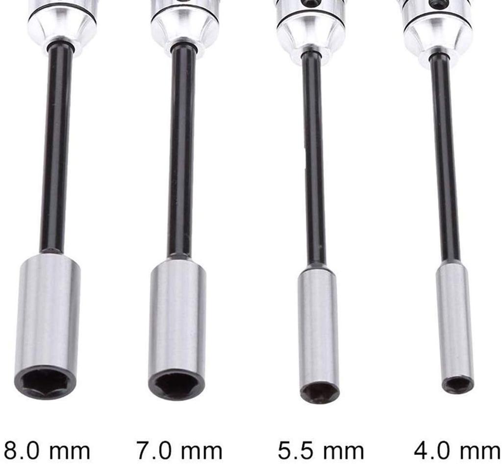 Nut Key Socket Precision Hex Nut Driver for Set of 4 Driver, RC, (4mm, 5.5mm, 7mm, 8mm)