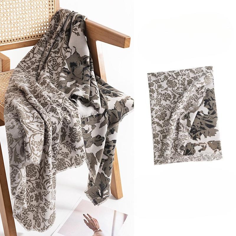 Simple Double sided Printed Scarf for Women in Autumn and Winter New Versatile Light Luxury Style Long Thickened Imitation Cashmere Warm Shawl