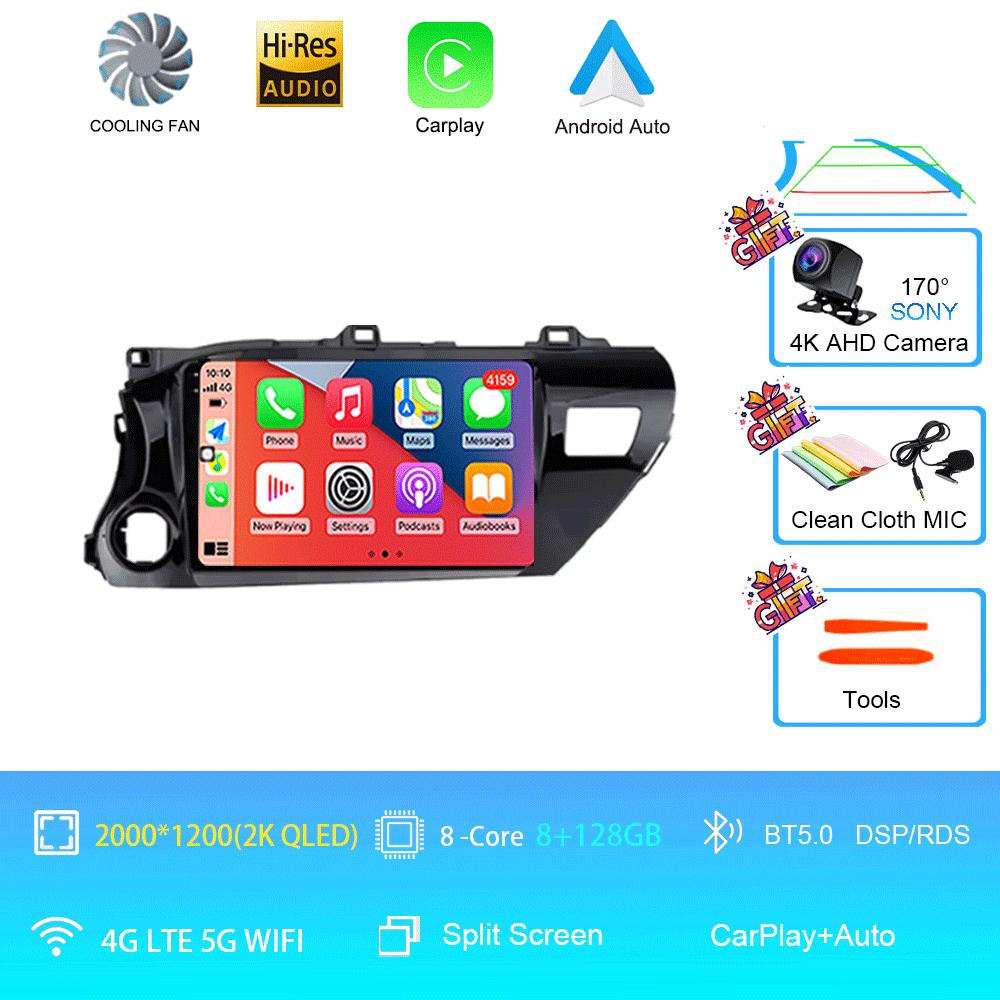Car Radio Android 14 For TOYOTA HILUX PICK UP AN120 2015 - 2020 RHD/LHD Multimedia Video Player Receiver 5G DVD Wifi Carplay