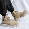 New Men's High-top Leather Boots Fashionable Outdoor Sports Shoes Anti-slip Lace-up Ankle Boots Durable Comfortable
