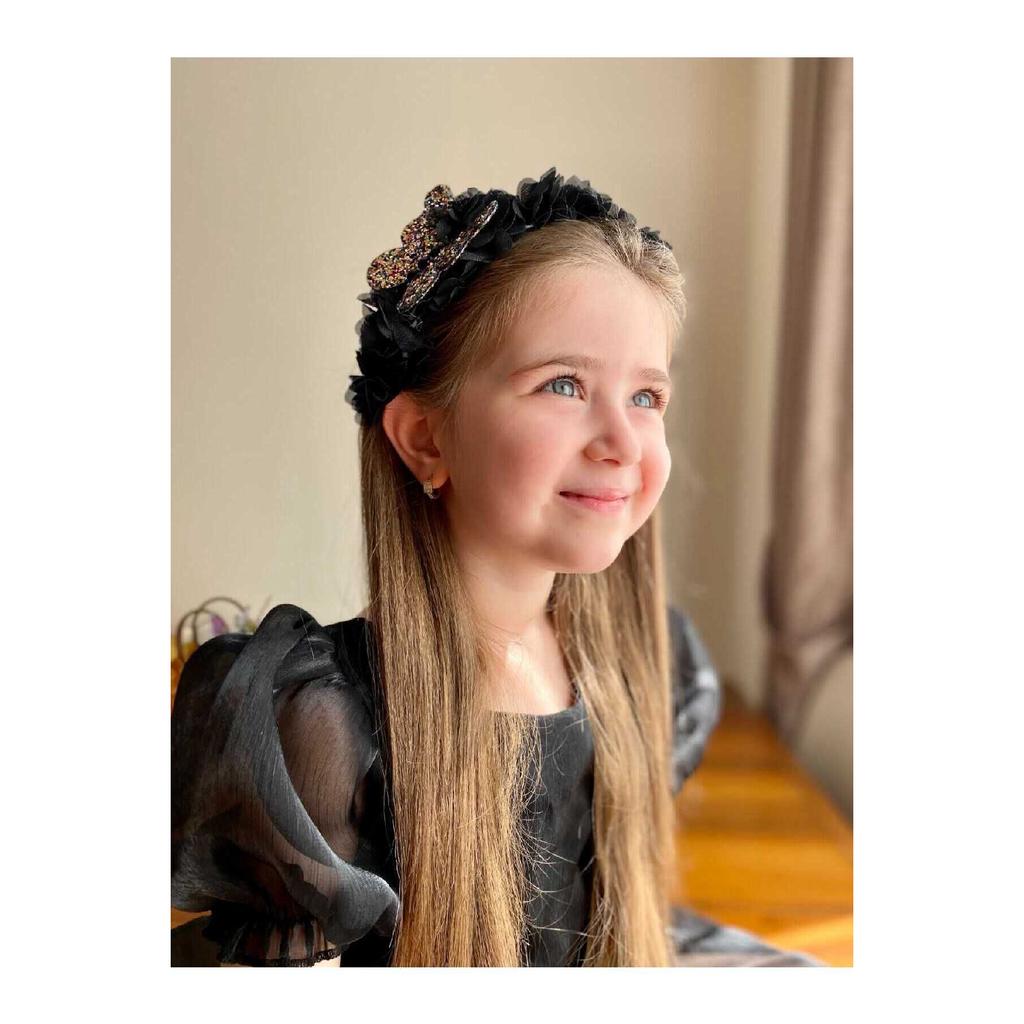 Colorful Butterfly Crown With Black Tulle Flowers