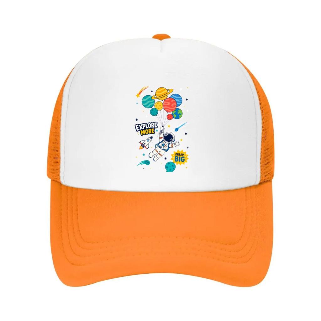 Playful Astronaut Orbit Adventure Gr Mesh Baseball Cap Casual Hat Outdoor For Womens Unisex FeUnisex